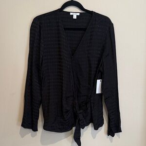 🩷Nine West Black Long Sleeve Patterned Top Elegant Night Out or Office Attire